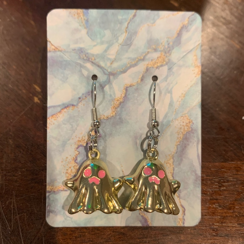 NEW HANDMADE GOLD GHOST EARRINGS